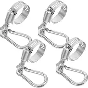 Abaodam 4pcs Adjustable Stainless Steel Flag Pole Clips Kit with Carabiner Clamp for Easy Installation Various Flagpoles Durable and Weather Resistant Flagpole Holders