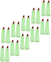 Healeved 20pcs Finger Cots Halloween Decor Vibrant Fake Nails Cartoon Tracer Mini Tray Small Hands Safety Strip Spill Press Nails Hamper Scrubber Cleansing Brush Green Plastic