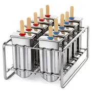 6 / 10PCS Stainless Steel Popsicle Mold Rack Ice Lolly Mold Frozen Lolly Popsicle Maker Homemade Ice Cream Mold with Pop