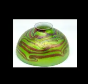 Luster Green Dome Shade With Gold King TUt Design. By Alcaraz