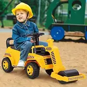 Honey Joy Ride On Road Roller, Toddler Ride On Car with Adjustable Roller, Under-Seat Storage, Anti-Tipping Block & Engine Sound, Construction Vehicle, Push Car for Kids Aged 19-36 Months
