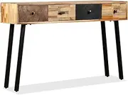 vidaXL Solid Reclaimed Teak Console Table with Vintage Design, Spacious Drawer Storage, Easy Assembly for Living Room and Hallway