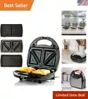 Fast Heating Electric 3-in-1 Sandwich Maker with Non-Stick & Cool-Touch Features