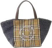 [COOCO] Kuko 2253111707 SMILEY Tote Bag, Side Boa x Checkered Embroidered Tote Bag