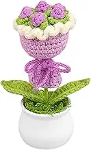 Crochet Flower | Handmade Bouquet Desk Flowers in Pot | Cute Desk Decor, Mothers Day Valentine's Day Mom, Wife, Office Car Dashboard Decor