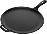 12-Inch Cast-Iron Comal Pizza Pan with a Long Handle and a Loop Handle