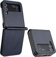 [GYHOYA] Case for Samsung Galaxy Z Flip 4 Leather Case, Galaxy Z Flip 4 Case Flip Folio Case Anti-Scratch Durable Heavy Duty Protective Shockproof Case for Samsung Galaxy Z Flip 4 Matte Blue