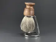 OAK WOOD SHAVING BRUSH BADGER STRAIGHT RAZOR BARBER SHOP LATHERING WITH STAND