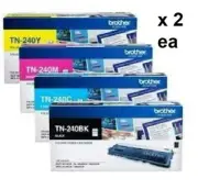 8 Toners Genuine Brother 2 ea TN-240BK TN-240C TN-240Y TN-240M