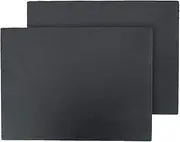 Argon Tableware 2X Slate Serving Platters - Rectangle - 40 x 30cm - Black Natural Slate Rustic Raw Cut Serving Platter Fruit Savoury Placemat Cheese Board with Soft Padded Feet