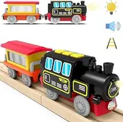 TOPLIVING Battery Operated Action Locomotive Train (Magnetic Connection)- Powerful Engine Bullet Train Set Compatible with Thomas, Brio, Chuggington - Train Toys for Toddlers