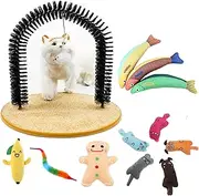 12Pcs Cat Arch Self-Cleaning Grooming & Cat Catnip Toys - A Multifunctional Scratching Post and Stuffed Kitten chew chew Kick Toy for Cats and Kittens of All Ages