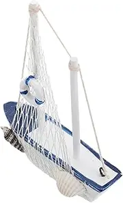 NUOBESTY Wooden Sailing Boat Model Mediterranean Decor Coastal Home Ornament Nautical Boat Craft Sturdy Structure Decor