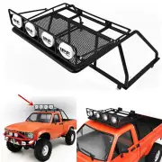 For RC4WD 1/10 TF2 Mojave Body Roll Cage Luggage Roof Rack W/Lamp Lightbar Frame