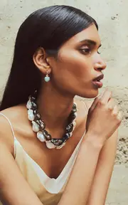 [Lizzie Fortunato] Extra Large Peacock Baroque Pearl & 14K Gold Necklace