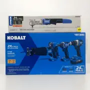 Kobalt 24v Kit Impact Wrench, Impact Driver, Drill, Multi-tool, Recip Saw, Light