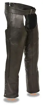 Men's Naked Leather Huge Side Vented Jean Pocket Chaps w/ Thigh Stretch