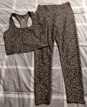 Evolution And Creation Medium Leggings Small Tank Top Set Leopard Print