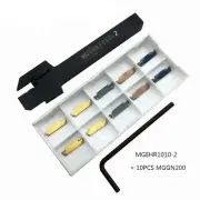 Lathe Cut-Off Grooving Parting Tool Holder+ 10pcs MGMN200 Insert Blades + Wrench