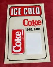 Coca Cola 1970s ICE COLD Coke 12-Oz Can Plastic Window Cling New Old Stock Paper