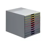 Durable VARICOLOR 10-Compartment Stackable Plastic Drawer Box Gray (761027)