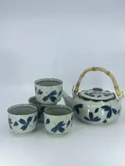 NEW! 7pc Kototobuki Japanese Ceramic tea set Teapot 4 Cups & Strainer w orig box