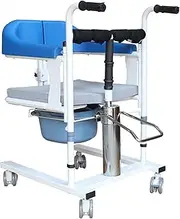 Portable Transfer Nursing Chair Lifter, Bathroom Bedside Commode, Wheelchair Transfer Devices, Hydraulic Patient Lift Transfer Chair for Home, with 180° Split Seat