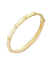 Tory Burch Miller Double T Studded Bangle Bracelet in Gold Tone Stainless Steel
