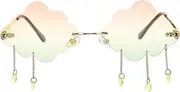 [ANDRESLAD] Funny Sunglasses Women Rimless Cloud Glasses Wide Use for Parties Travel Cosplay Daily Wear