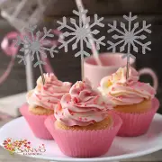 10 X GLITTER SNOWFLAKE CAKE CUPCAKE TOPPERS SNOWFLAKE CAKE CUPCAKE TOPPERS