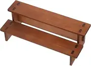 ERINGOGO Double Ladder Display Stand Retail Display Stand Figurine Stand Figure Stand Display Shelf Display Rack Cupcake Stand Wood Stand Dessert Stand Wood Display Stand Wooden Light Brown