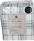 OAKRIDGE ~ 4-Piece Set ~ QUEEN ~ Flannel Sheets ~ NAVY BLACK PLAID ~ 100% Cotton