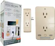Sharper Image Socket Shelf Ultra 8 Port Surge Protect Wall Outlet Extender USB B