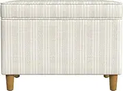 Spatial Order Home Decor | Dinah Collection Modern Storage Ottoman | Ottoman with Storage for Living Room & Bedroom(Cream Marigold Pinstripe Fabric)