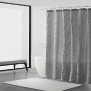 Vera Wang Marled Waffle Grey Shower Curtain