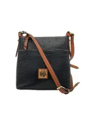 Dooney & Bourke Lizard Embossed Letter Carrier Crossbody Expresso