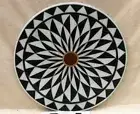 12" antique white Marble side Coffee Table Top pietra dura round Inlay k18