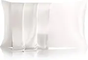 THXSILK 100% Silk Pillowcase for Hair and Skin, Both Sides Grade 6A+ 22 Momme Mulberry Silk Pillow Case with Hidden Zipper, Soft & Smooth White Pillowcases(1pc, Queen Size 20"x30")