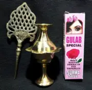 Best Islamic Arabic Kohl Stick Brass Bottle Pot Eyeliner Container + Gulab
