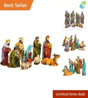 4 to 5-Inch Nativity Set of 9: Beautifully Painted Resin Figures for Christmas
