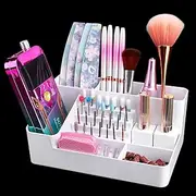 YINGJEE Nail Drill Holder & 28 Holes Nail Drill Bits Holder, Transparent Acrylic Nail Drill Machine Storage Box, Professional Nail Drill Organizer Case for Manicure tools, White
