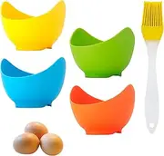 4 Pack Egg Poacher, BPA Free Silicone Egg Poachers, Egg Cups for Air Fryer, Thickened Stable Egg Cooker with Extra Oil Brush