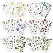 Pressed Flower Themed Stickers Set (Assorted 680 Pieces,48 Sheets) Dried Flower Decorative Sticker Cute Resin Journaling Sticker for Scrapbook Supplies DIY Journal Notebook