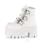 Ashes 55 White Matte Bat 3.5" Platform Heel Combat Goth Punk Boots NY DEMONIA