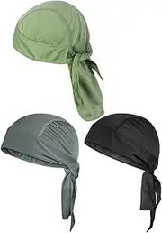 [Yardwe] Versatile 3 Pack Quick Dry Hat Turban Cooling Head Wraps Cycling Cap Summer Beanie Helmet Liner for Outdoor Use Black