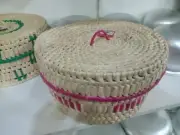 Round woven Straw Cane Carry Storage/Picnic Basket with lid made by Sri lanka