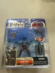 Attack Of The Clones Deluxe Jango Fett w/electronic backpack 2001 *SEALED* D30