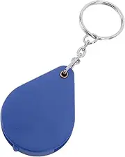 Mini Pocket Magnifier Keychain 10X Magnification Portable Foldable Magnifying Glass for Outdoor Reading (Blue)