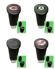MLB Trash Can Wastebasket Step On Black/Gray Plastic 2.6 Gal Baseball Team Logo