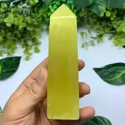 420g Best Quality Lemon Calcite Tower, Lemon Calcite Stone Tower